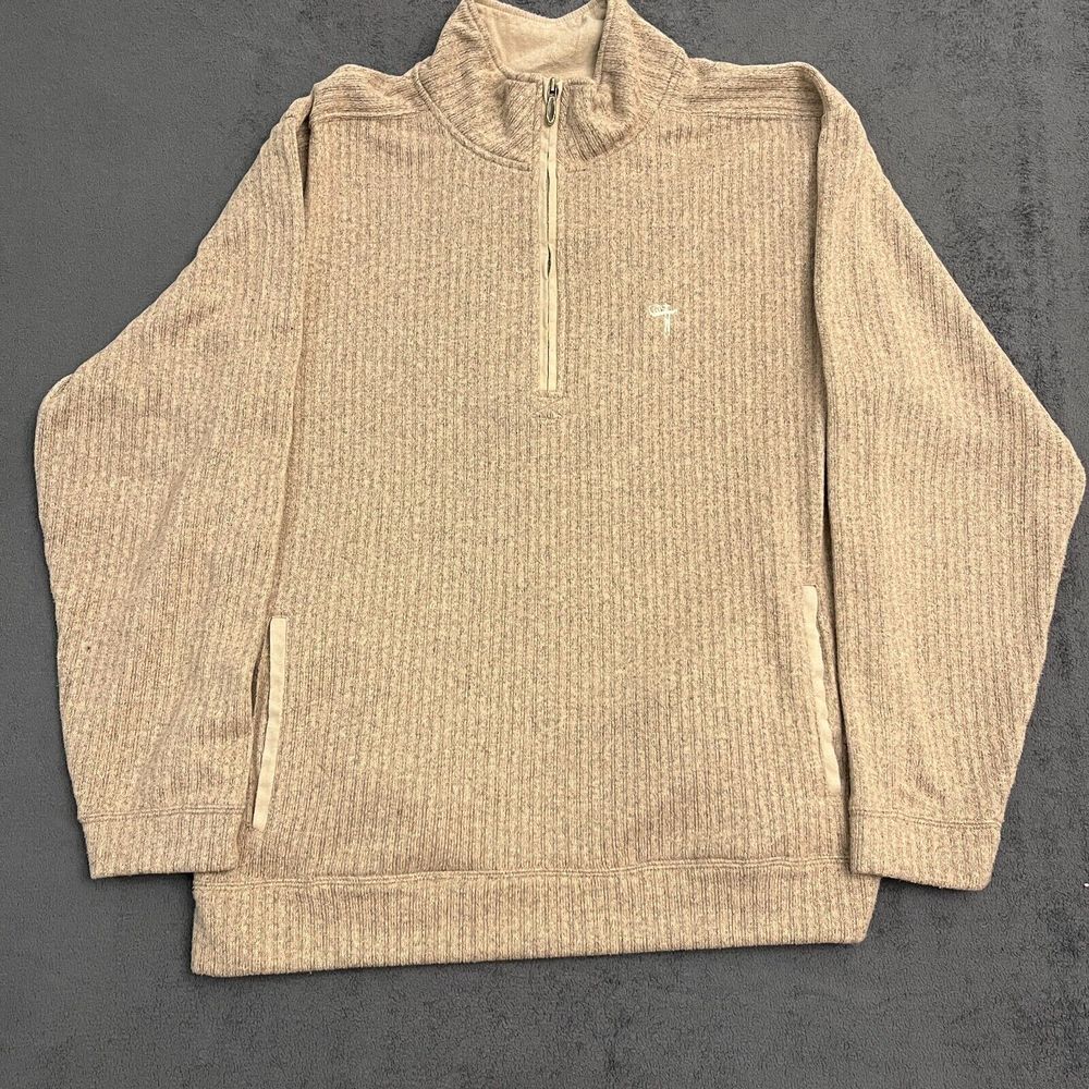 Straight Down Sweater Mens Large Brown Outdoors Casual Golf 1/4 Zip Pullover